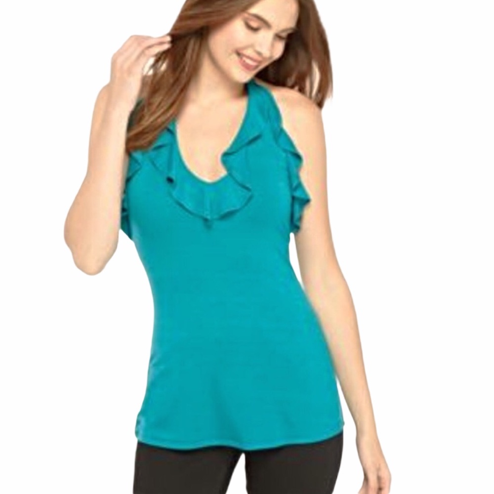 THE LIMITED Ruffle Halter Neck Fanfare Sleeveless Tank Top Blouse